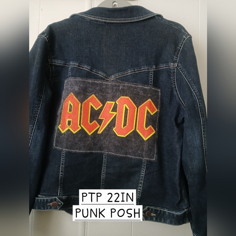 UPCYCLED DENIM JACKET WITH AC DC LOGO